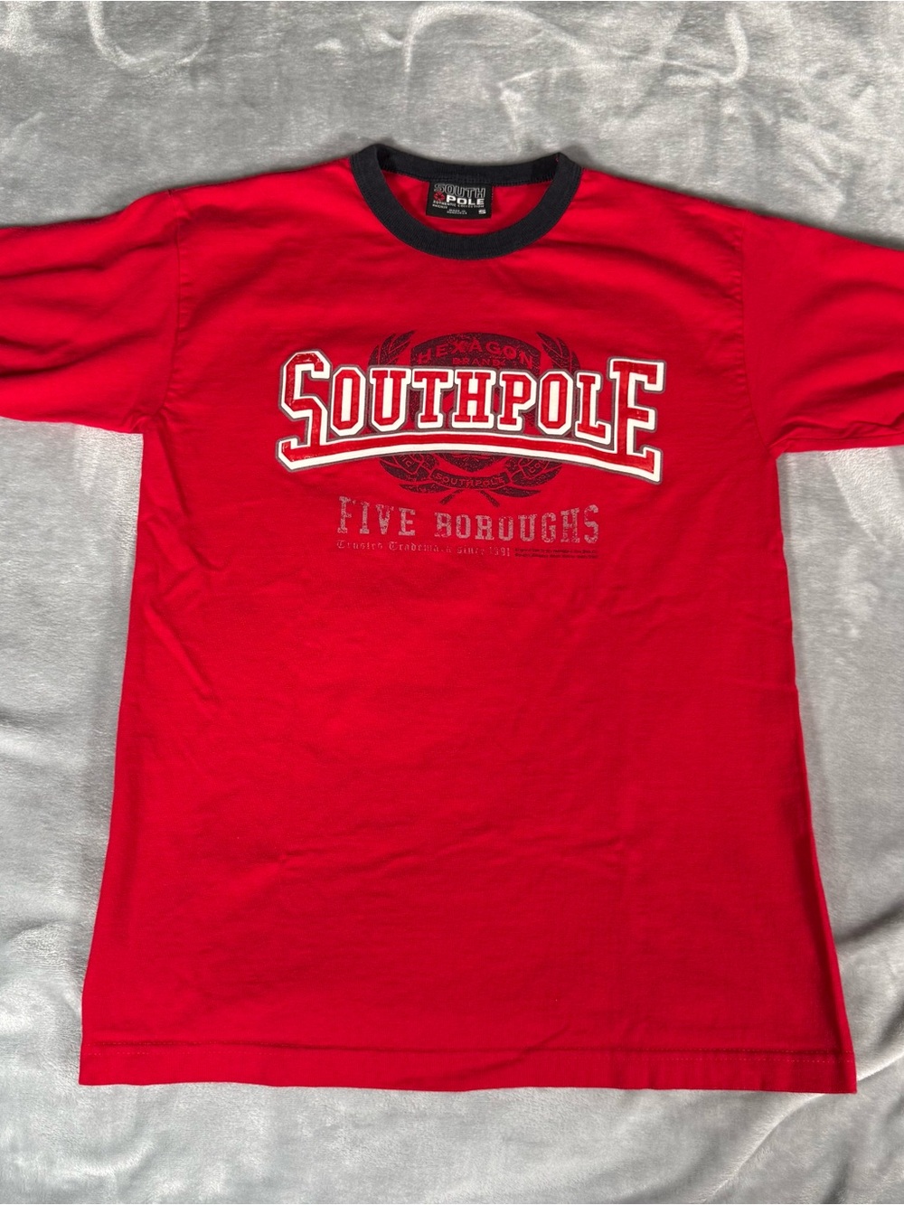 Vintage SouthPole Ringer T Shirt Mens Small Hip Hop Grunge Y2K Red